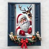BlissYard Christmas Santa Claus and Reindeer Window Cover Deer Santa