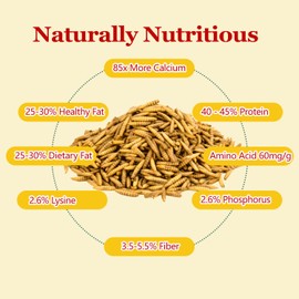 GOLDWORMS 22LB Black Soldier Fly Larvae for Chickens Food - Dried BSFL More Calcium Than Dried Mealworm for Chicken Food - 100% Natural BSF Larvae for Reptiles, Hedgehog, Geckos, Turtles, Hens