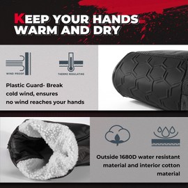 KEMIMOTO ATV Gloves, Touch-Friendly Bag/Front Wind-Breaking Guard Motorcycle Gloves Snowmobile Handlebar Gloves Compatible with Sportsman Scrambler FourTrax Grizzly Snowmobile Bicycle