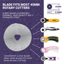 The Quilted Bear Rotary Blades 45mm - Precise Cutting & Long Lasting Easy Replace Universal Replacement Rotary Cutter Blades for Quilting & Sewing Rotary Cutters
