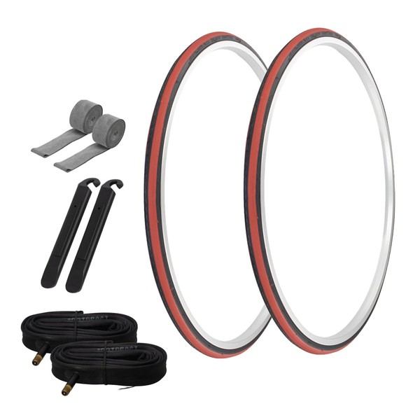 PRO+ Pair of Bike Bicycle TIRE 700 X 25 Black/RED