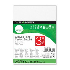 Daler-Rowney Simply White Canvas Panels Set, 5" x 7", 3-Pack
