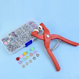 100 Set Snap Button Fastener Kit, Metal Snaps Buttons with Fastener Pliers Press Tool Kit Five Claw Buckle Tool Set Press Studs Snap Fasteners No Sewing Poppers Fasteners for Sewing Diy Crafts Clothes