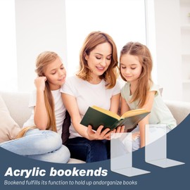 TOSUTO Pack of 10 Transparent Bookends, Clear Acrylic Book Stand, Suitable for School, Home, Office, Library, Bedroom and Desk Organisation, Acrylic Bookends