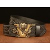 Lyqqine Men's Leather Classical Dragon Carved Jeans Casual Business Belt
