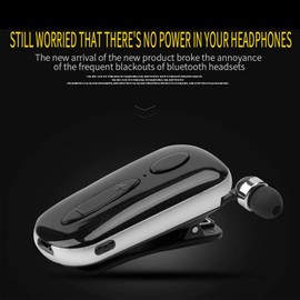 SUNSEATON Business Bluetooth Headphones, In-Ear Stereo V4.1 Clip On Bluetooth Headset with Microphone, Hands-Free Calling, Dual Wheat Noise Reduction, 120 Hours Standby for Business, Driving (Black)