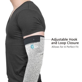 Xuper Grip Cut Resistant Arm Sleeves for Thin Skin & Bruising A5 Protectors Gardening Welding Arm Guards for Biting Pet Grooming,1 Pair (Black, 17.7'')