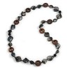 Avalaya Black Shell, Brown Wood Ring and Black Glass Beads