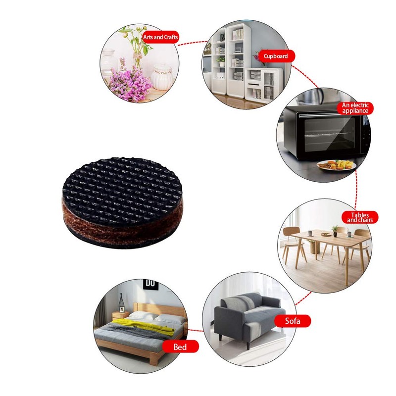 Furniture Protection Pad, Natural Rubber Scratch/Soundproofing Round Felt Pad, Anti-Slip