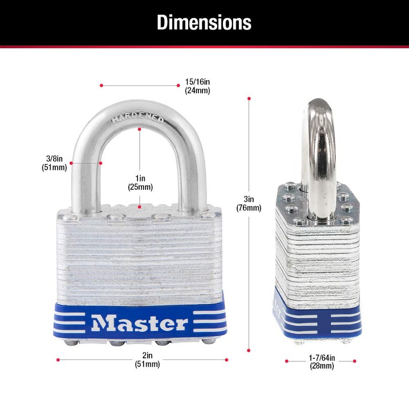 Master Lock 5T Outdoor Padlock with Key, 2 Pack Keyed-Alike,