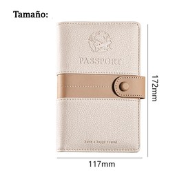 Lumbor37 Funda para Pasaporte, Cartera con Bloqueo Rfid Caja de Tarjeta de Visita Bolsa de Almacenamiento de Documentos de Viaj (Beige)