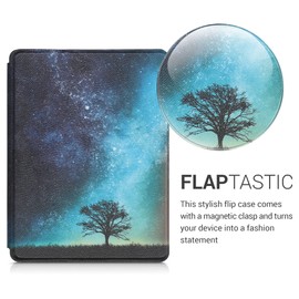 kwmobile Case Compatible with Kobo Glo HD/Touch 2.0 Case - eReader Cover - Cosmic Nature Blue/Grey/Black