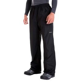 clothin Men's Waterproof Rain Pants Elastic Waist Drawstring Insulated Ski Pants with Zipper Pockets(Black 2XL)