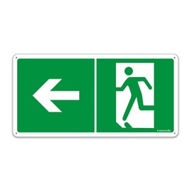 Emergency Exit Sign Aluminium 30 x 15 cm with UV Protection Emergency Exit Sign Arrow Left Escape Road Sign Rescue Way Sign