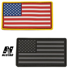 NcSTAR CVUSAP3029 Tactical PVC Hook and Loop USA Morale Flag Patch 3.4" x 2" - Black