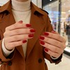 24Pc French Red Handmade Nail Art Patch - Short Duckbill