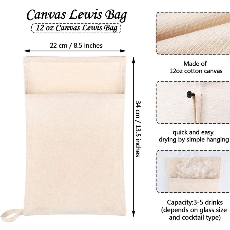 Boao 2 Pcs Canvas Lewis Ice Crusher Bag Reusable Crushed