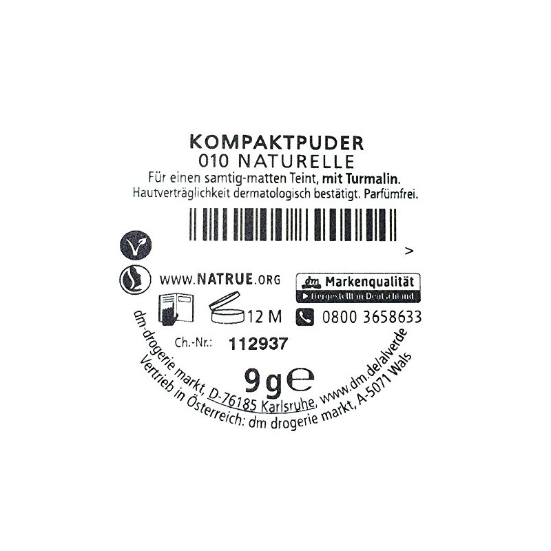 alverde NATURKOSMETIK Kompaktpuder naturelle 010, 9 g (1St)
