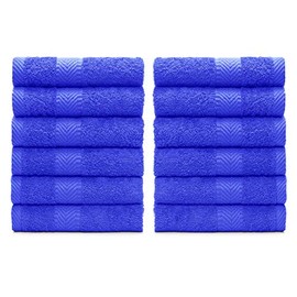 BY LORA 1 Dozen Terry Cotton Washcloths Set – Soft & Absorbent Face Towels for Bathroom, Spa & Gym – 100% Cotton, Fast Drying, – Ideal for Makeup Removal, Cleaning & Everyday Use - Royal Blue