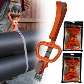 MULTUS Orange Reflective Cambuckle + Handle Moving Cargo Car Truck Tie Down Strap for Hunting Trailer Camping Canoe Kayak Lawn Equipment Gear – 9 Foot Polyester Strap - 4 Pack