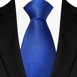TIELIBRO Mens Blue Plaid Necktie Solid Color Stripe Tie Men Ties For Business Wedding Christmas With Gift Box & Gift Bag