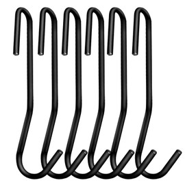 ESFUN 12 Pack Heavy Duty S Hooks, Black Pot Rack Holder Hanger Hooks Wire Shelf Hooks for Hanging Kitchen Utensils, Pots, Pans, Clothes, Towels, Plants with 90 Degree Twist Angled