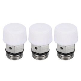 PATIKIL 1/4" BSP Male Thread Manual Radiator Air Vent Valves, 3 Pack Nickel Plated Brass Plug Valve No Need Key for Radiator Heater, Silver White