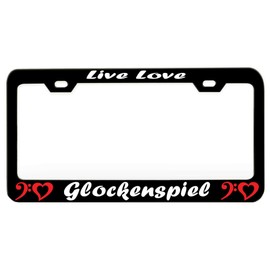 Custom Brother - Live Love Glockenspiel Music and Instruments Black Steel Metal License Auto Tag License Plate Frame, y53
