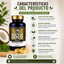 Capsulas De Aceite De Coco Con Aceite De Oregano 60 Cápsulas                                                                                          
