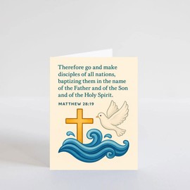PICTURE THIS PRINTS Baptism Matthew 28:19 Bible Verse Card, Christian Baptism Greeting Card, Religious Scripture Greeting, Christening Congratulations, Comes with Envelope (5x7”)