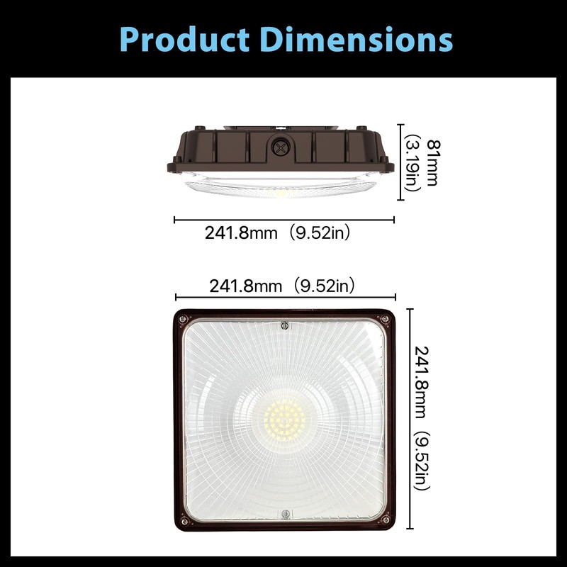 HYPERLITE LED Canopy Light 45W 6300Lumens,9.5"x9.5" LED Canopy Lights 5000K