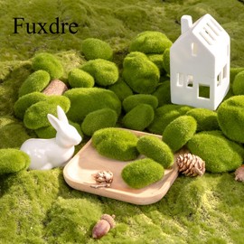 Fuxdre 50PCS Artificial Moss Rocks, 5 Size Green Moss Balls, Green Moss Covered Stones, Fake Moss Decor for Floral Arrangements, Wedding Decorations, Home Decor, Fairy Gardens and Crafting
