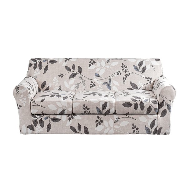 KRFOONN 4 Piece Stretch Sofa Couch Covers for 3 Cushion Couches Printed Sofa Slipcover with 3 Separate Seat Cushion Covers Washable Sofa Slip Covers Furniture Protector for Pets Kids (Sofa, 50)