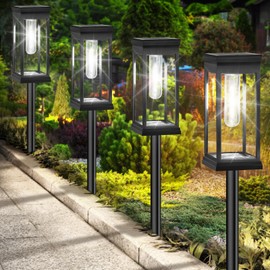 【Upgraded】Solar Pathway Lights Outdoor, 12-Pack Large LED Solar Lights Outdoor Waterproof, Super Bright Outside Solar Lights for Yard, Solar Powered Landscape Lighting for Garden Walkway, Cool White