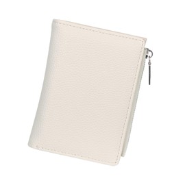 Jiusely Women Wallet Coin Purses, Small Leather Purse Zipper Coin Pouch for Woman Compact Bifold Wallet Ladies Credit Card Holder with Multi-Card Slot, Beige