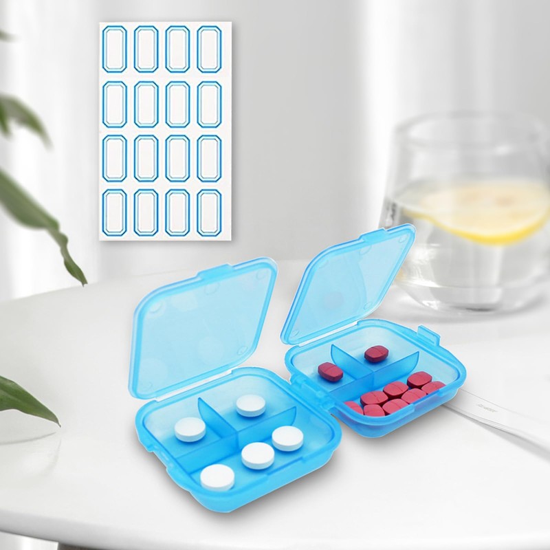 Travel Pill Organizer 6 Compartments Portable Pill Case with Double