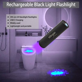 Hilngav 10 Pack Rechargeable Black Flashlight Small UV Black Flash Light 395 NM, Mini USB C LED Blacklight Flashlights Handheld Torch for Pet Dog Urine Resin Curing Fluorescent Agent Stains Detection