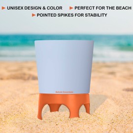 Bahoki Essentials Beach Drink Cup Holder - Sand Coaster for Beverage Bottle and Glass - Perfect to Hold Drinks, Snack, Phone, Key or Sunglasses (Orange, 4 Pack)