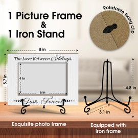 Siblings Picture Frame -The Love Between Siblings Lasts Forever, Wooden Photo Frame Birthday Gifts for Brother Sister, 4"x6" Picture Frame for Tabletop Shelf Display, Home Office Desk Decor/XK88