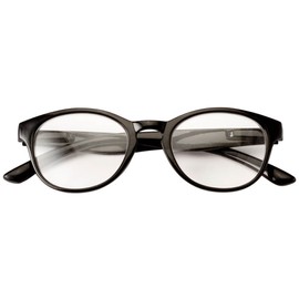 Round Frame Retro Readers - Black, Magnification 4.00X