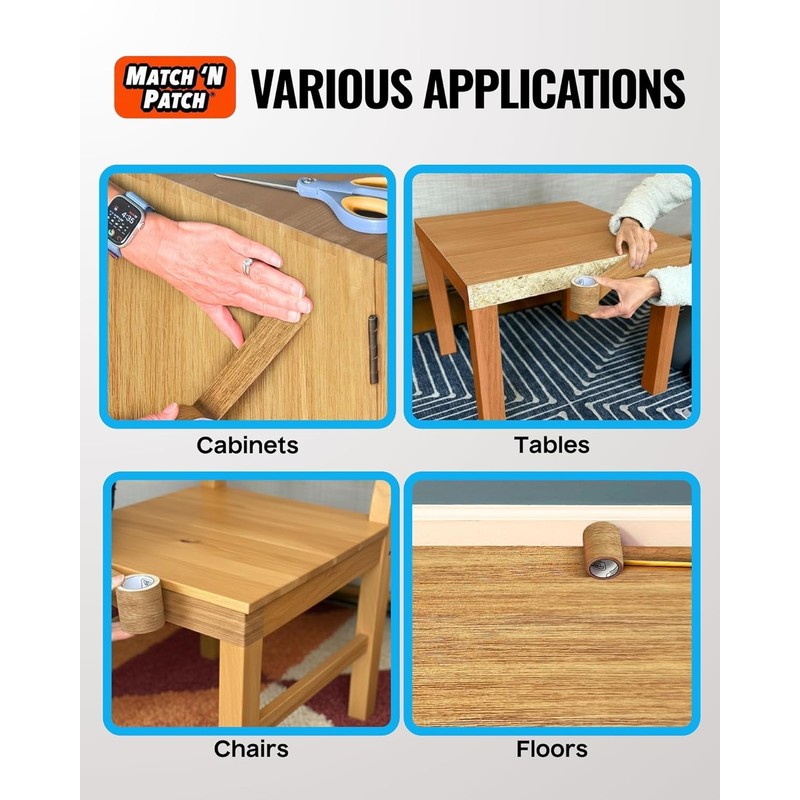 MATCH 'N PATCH Realistic Wood Grain Repair Tape - Durable