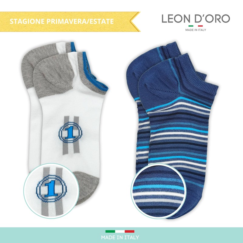 LEON D'ORO Socken für Kinder, Baumwolle, Schottlandgarn, 4 Paar, leicht