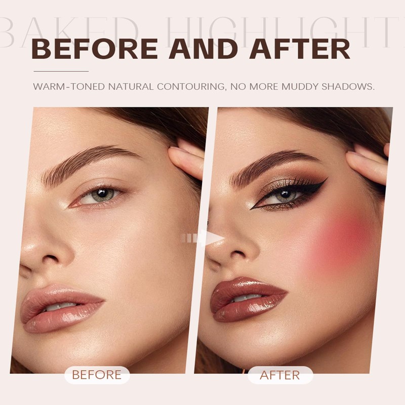 Baked Highlighter Blush, Luminous Cheek Colour, Shimmer Blush Makeup