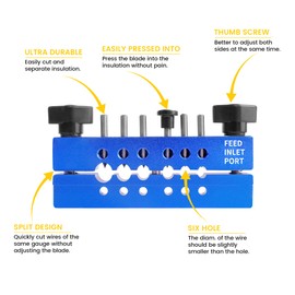 Split Scrap Copper Wire Stripper Kit with Six Three-Edged Carbide Blades, Portable Stripping, Wire Cable Recovery, Solid Metal Construction (Blue)