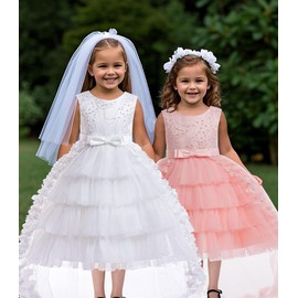 VORLITS Flower Dress Elegant Party Gowns Sleeveless Tutu Tulle High Low Pageant Dress Wedding Party