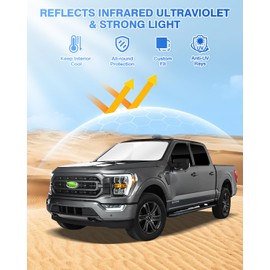 Canvcle Sunshade for Ford F150 4Door 2021-2025 2026 F-150 Accessories Windshield Sun Shade Side Rear Window Shade Cover Sun Visor Shield Cover Privacy Protection Keep Vehicle Cool Black 5PCS