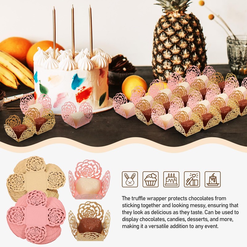 SEWACC 100pcs Truffle Wrappers Liners Mini Cupcake Liners, Paper Chocolate