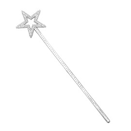 Oykrueats Children's Magic Wand, Glitter Fairy Stick, Magic Wand Star, Glitter Wand Length 33 cm, Princess Wand with Star Tip and Glitter Stones for Adults, Costume Props, Cosplay Decoration (Silver)