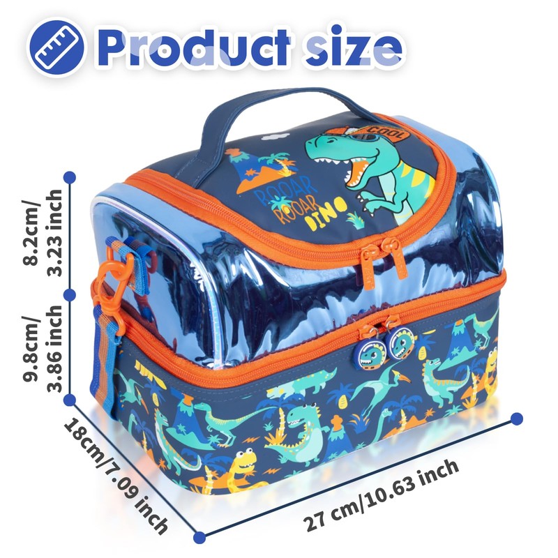 YOYTOO Kids Double Decker Cooler Insulated Lunch Bag, Back to