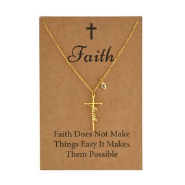 SANNYRA 18K Gold Plated F Necklace - Religious Cross Jewelry for Women - Christmas Gifts